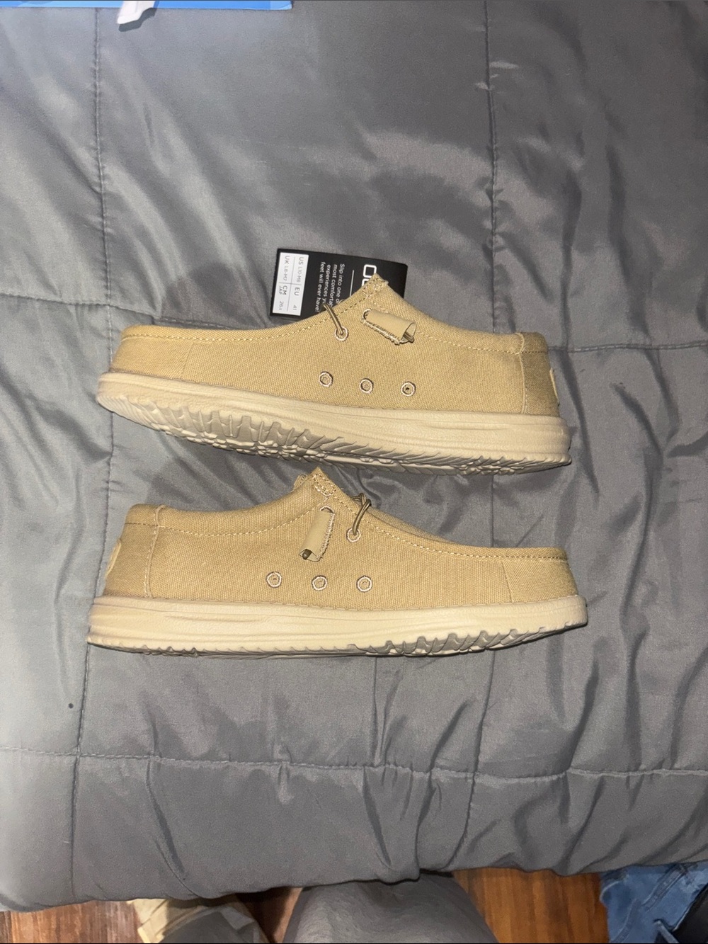 Hey Dude Beige Canvas Slip-On Loafers for Men